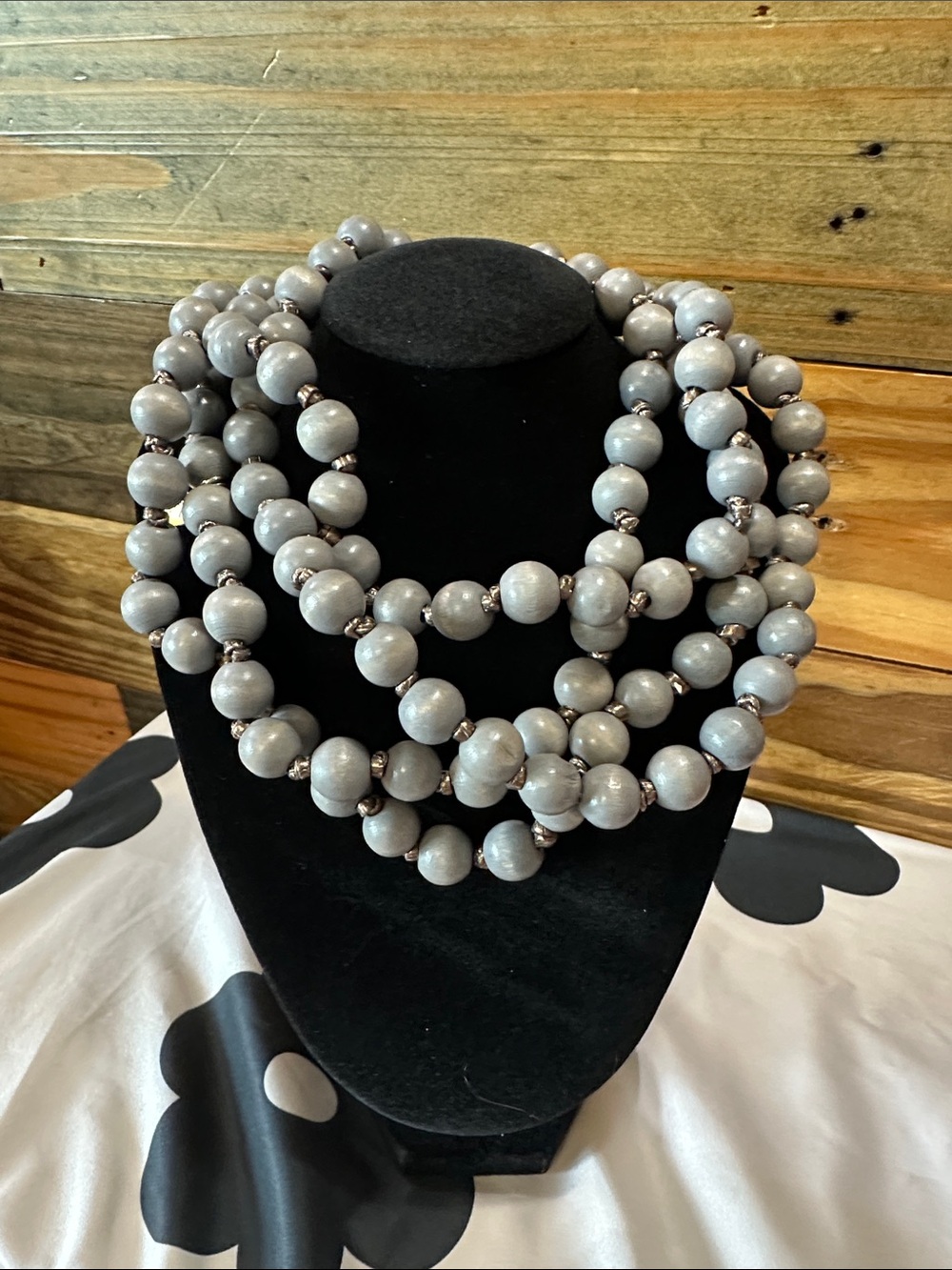 Plunder Light Gray Multi-Strand Beaded Necklace